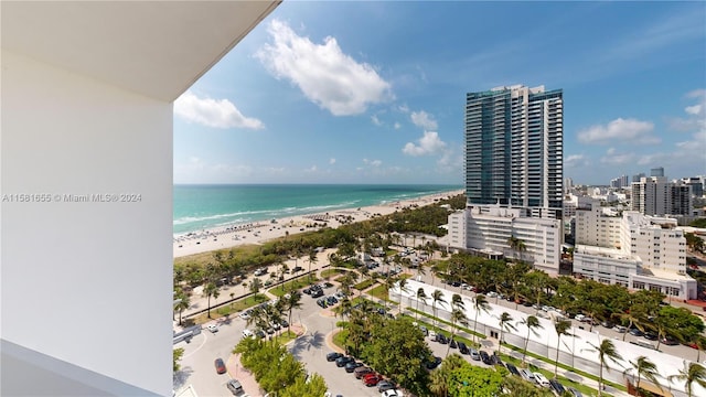 property view of water with a beach view