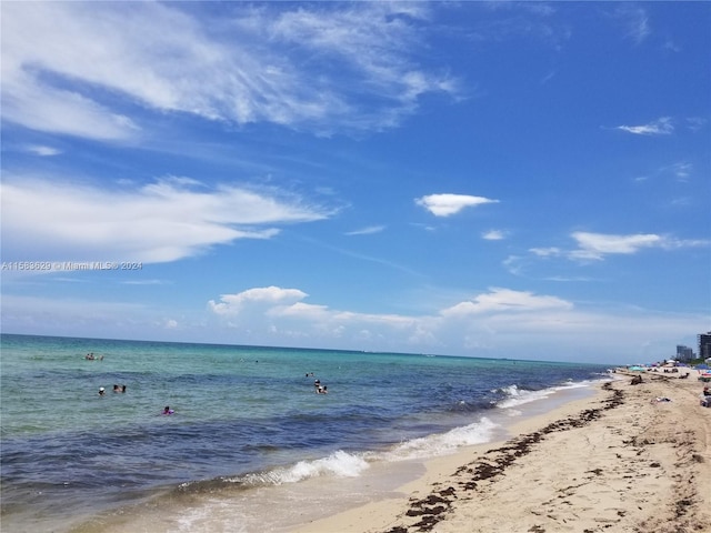 property view of water with a beach view