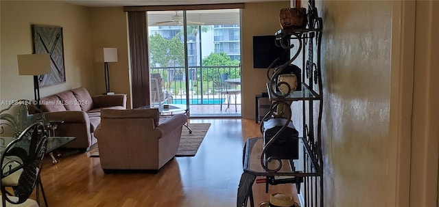 living room featuring hardwood / wood-style flooring