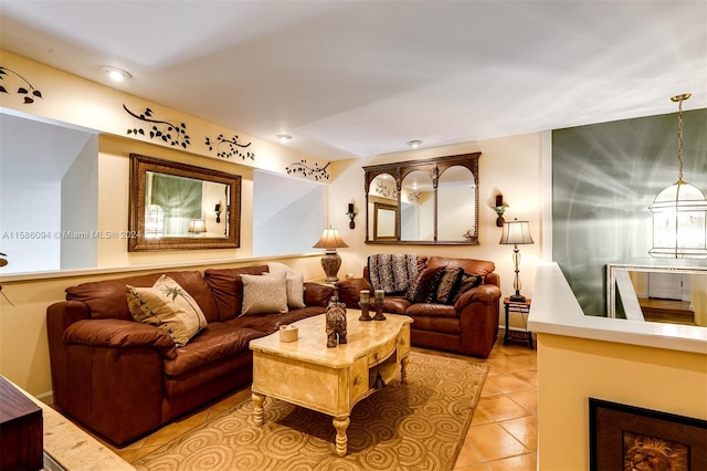 view of tiled living room