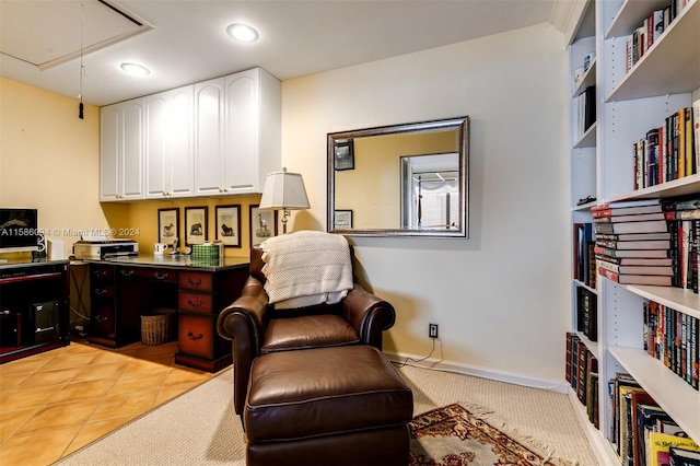 view of carpeted home office