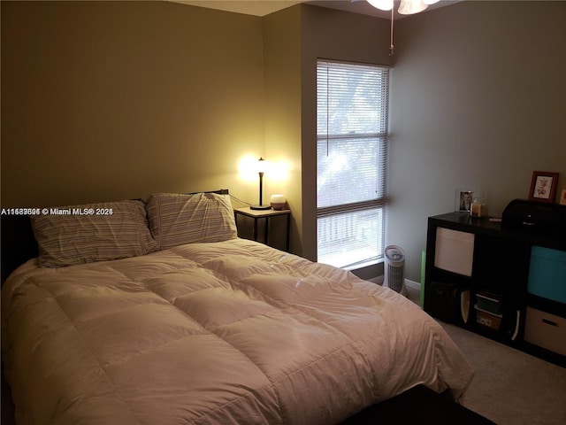 bedroom with carpet and multiple windows