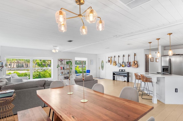 dining room with light hardwood / wood-style floors