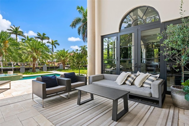 view of terrace with an outdoor living space