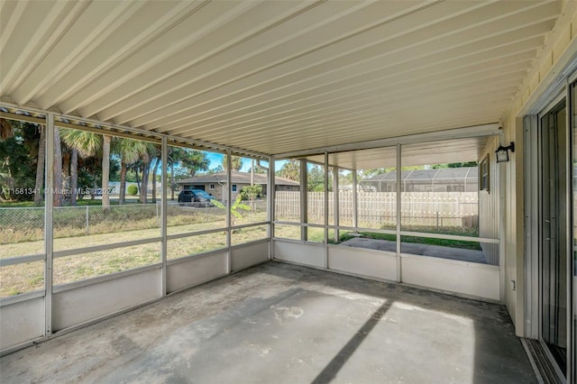 view of unfurnished sunroom