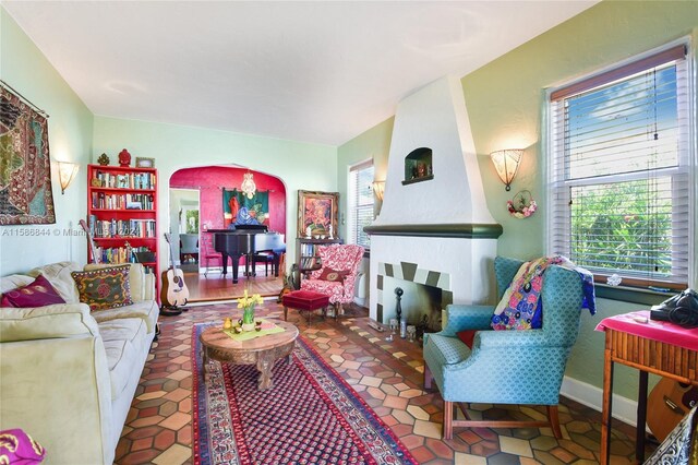 living room with wood-type flooring