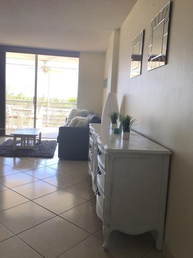 living room featuring tile patterned floors