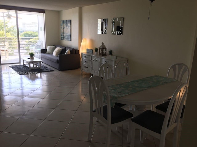 dining room with light tile patterned floors