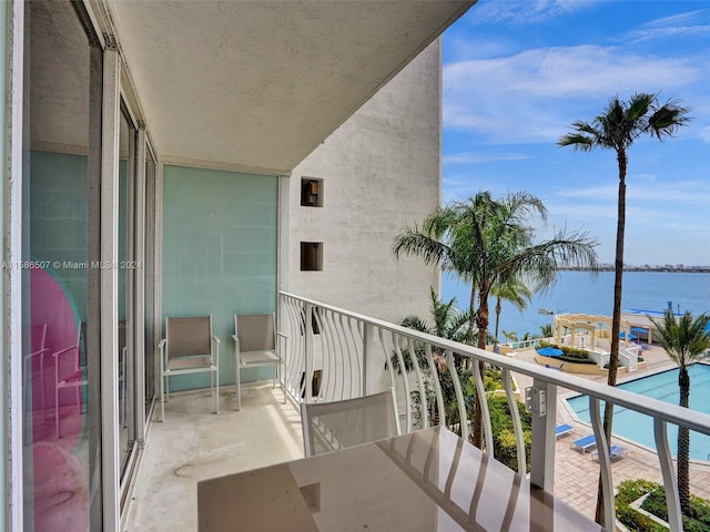 balcony with a water view