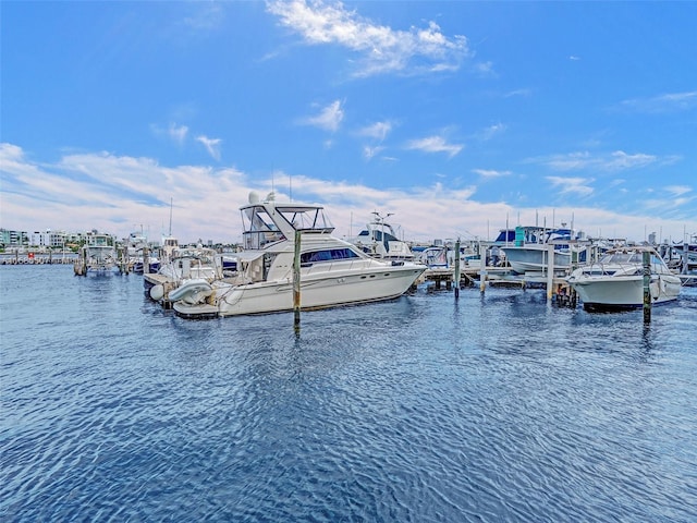 view of dock featuring a water view