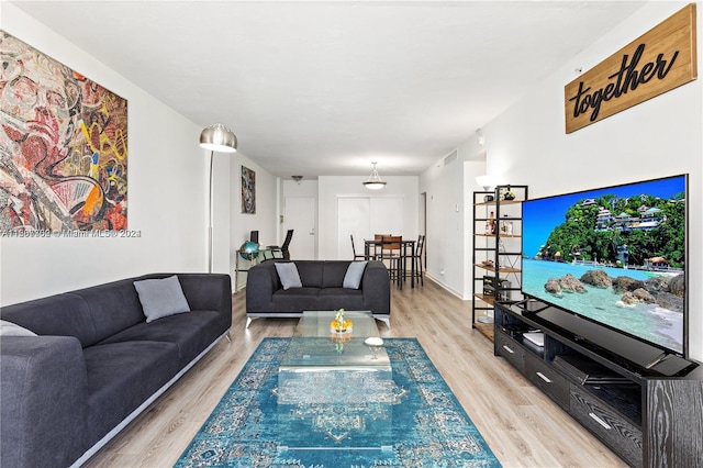 living room featuring light hardwood / wood-style flooring