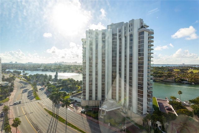 view of property with a water view