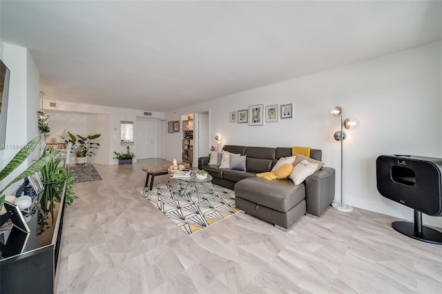 view of tiled living room