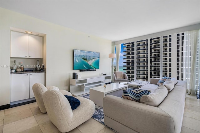 view of tiled living room