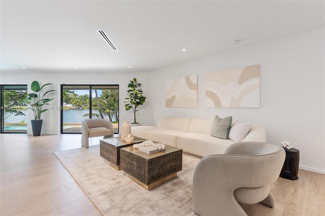 living room featuring light hardwood / wood-style floors