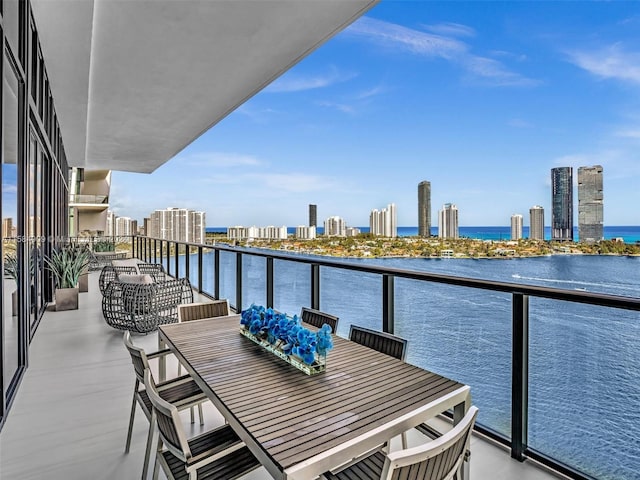 balcony with a water view