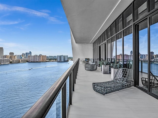 balcony with a water view