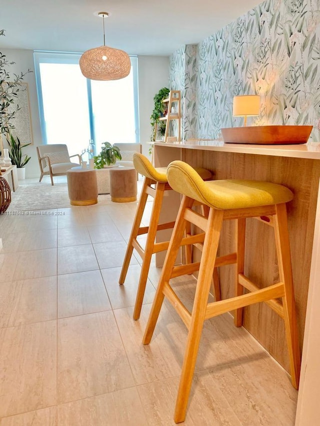 view of tiled dining area