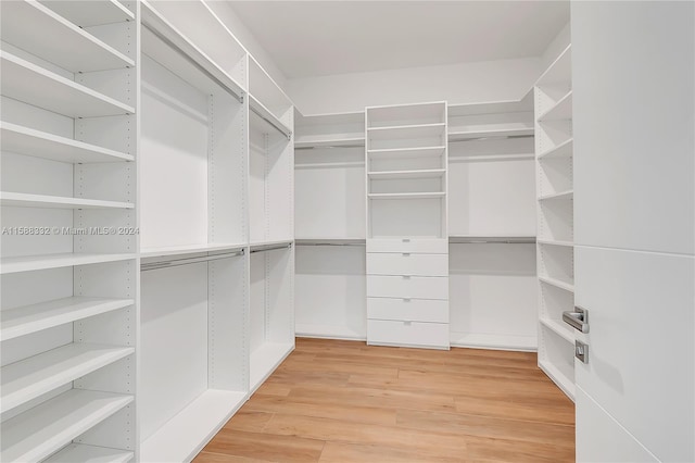 spacious closet with light hardwood / wood-style flooring