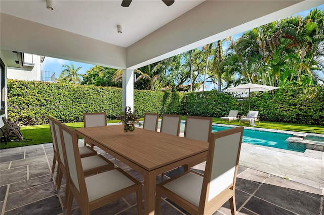 view of patio / terrace with a fenced in pool