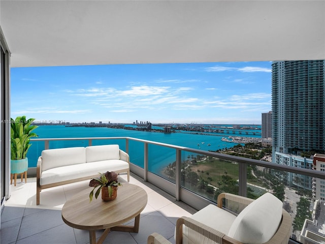 balcony with a water view