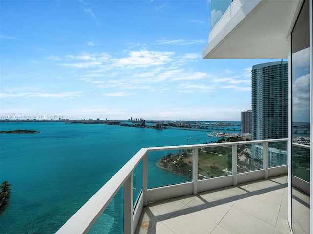 balcony with a water view