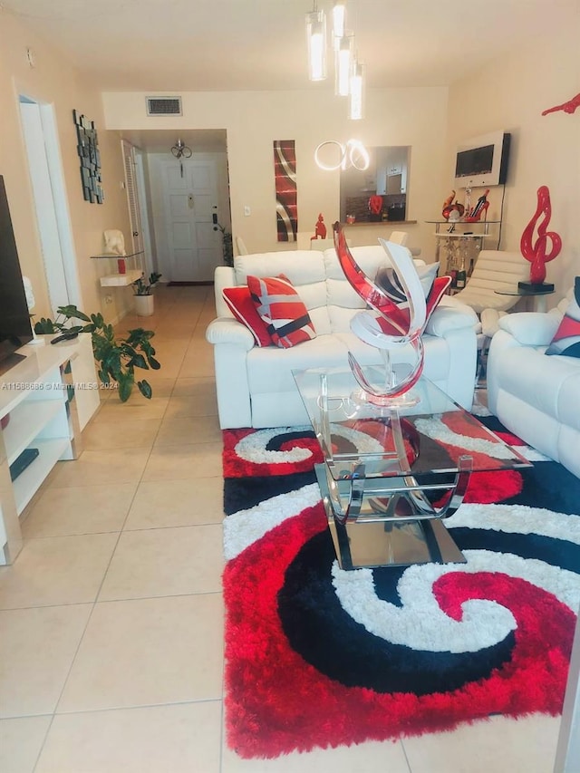 view of tiled living room