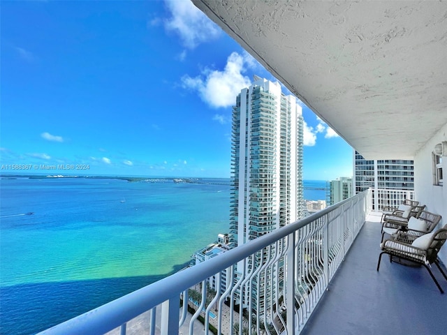 balcony with a water view