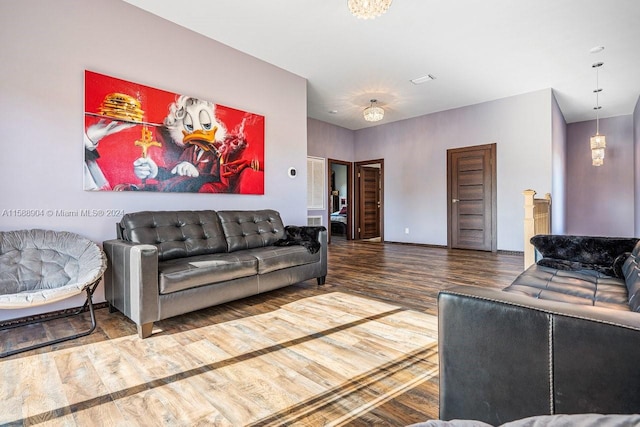 living room with wood finished floors