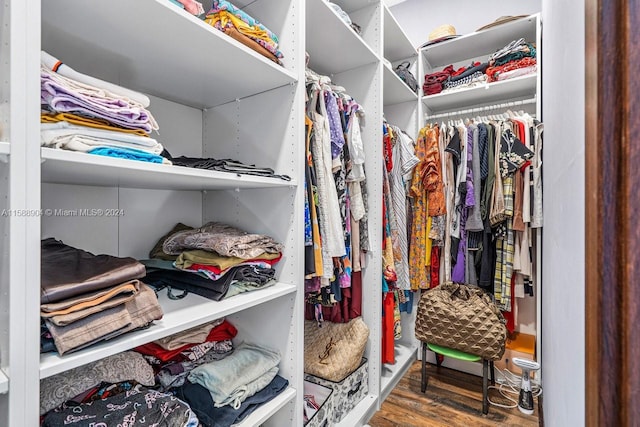 walk in closet featuring hardwood / wood-style floors