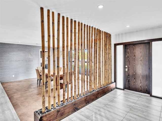 foyer entrance with recessed lighting