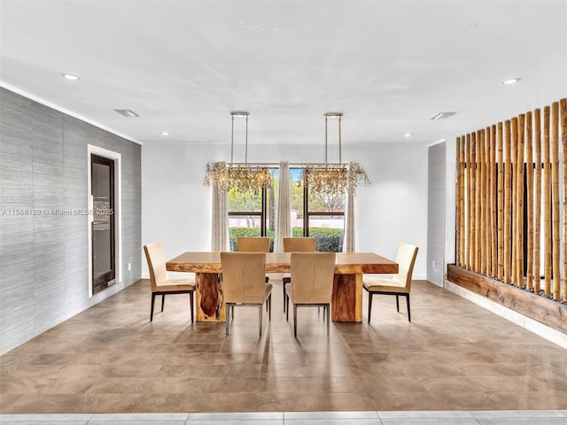 dining room featuring recessed lighting and visible vents