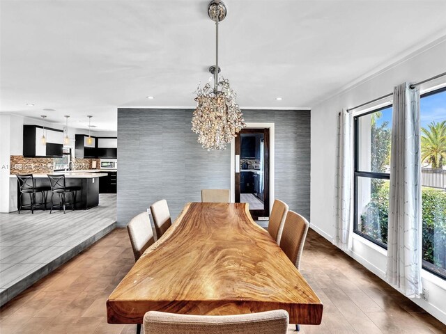 dining area with a chandelier