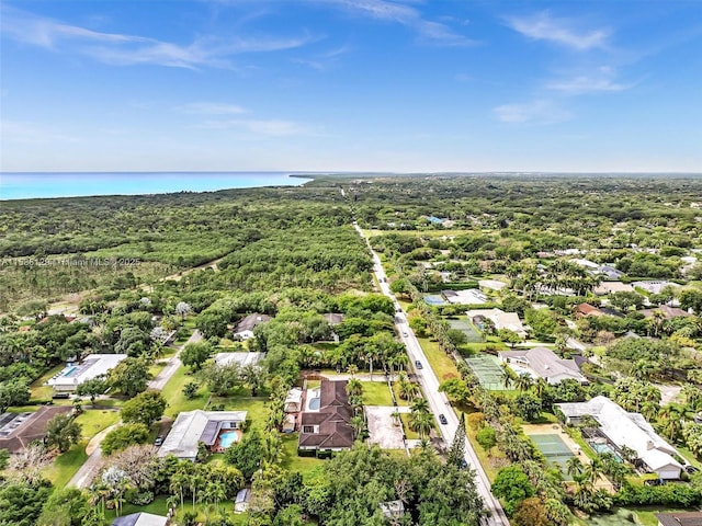 bird's eye view with a water view and a residential view