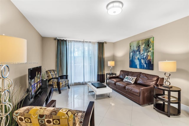 view of tiled living room