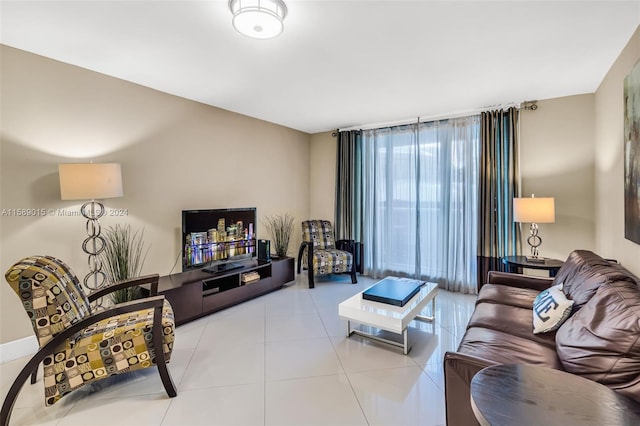 view of tiled living room