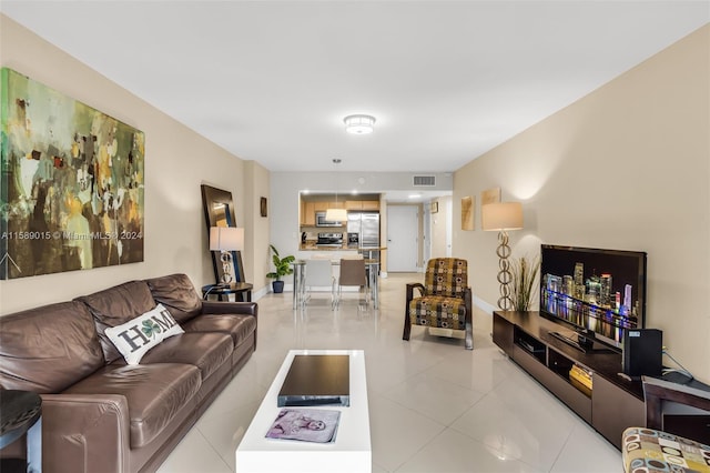 view of tiled living room