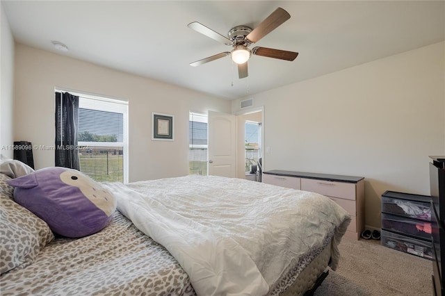 bedroom with carpet and ceiling fan