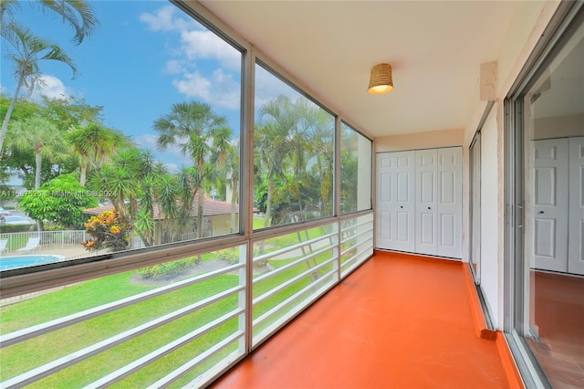 view of unfurnished sunroom