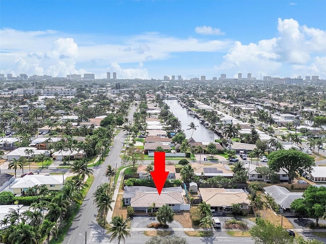 aerial view featuring a view of city