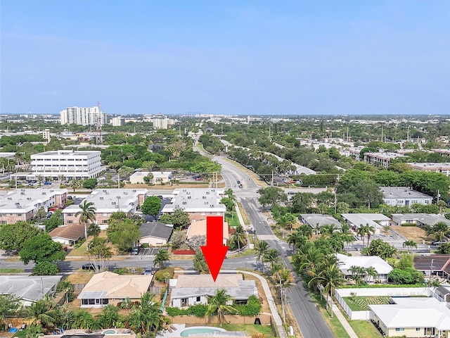 drone / aerial view featuring a city view