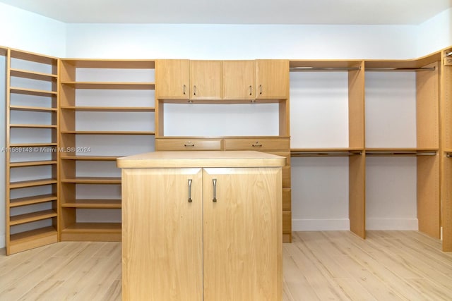 walk in closet featuring light hardwood / wood-style flooring