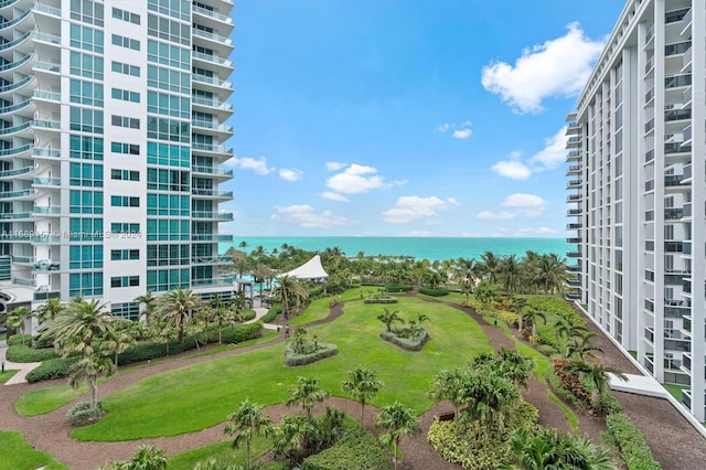 view of community featuring a water view