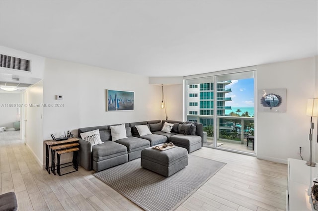 living room featuring light hardwood / wood-style floors