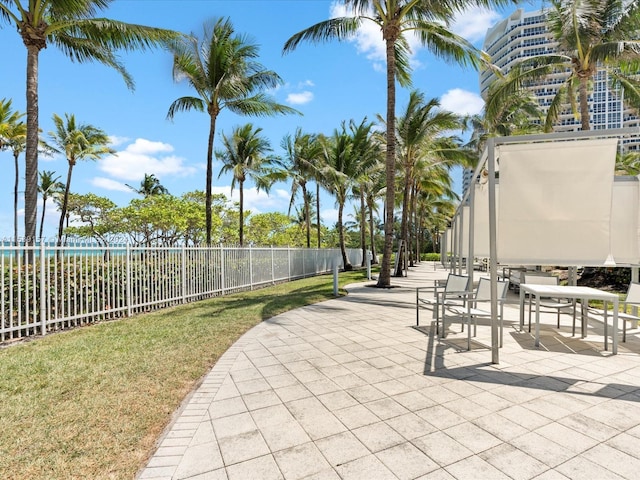 view of community with a patio area