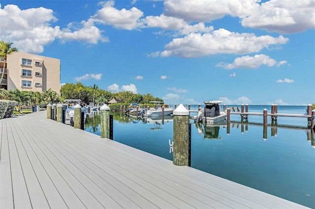 dock area featuring a water view