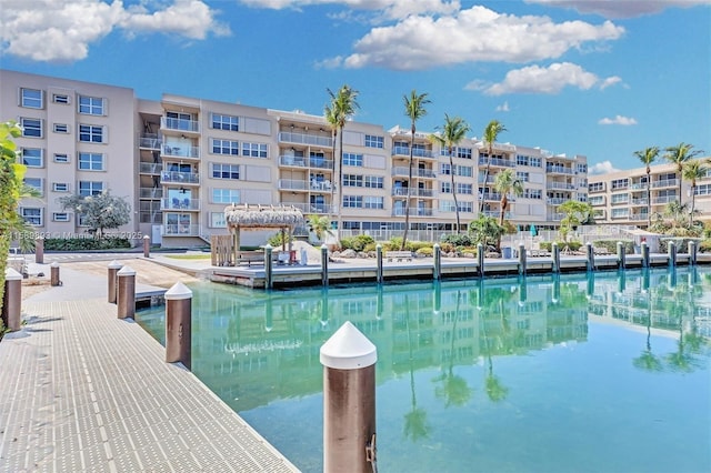 view of pool with a dock