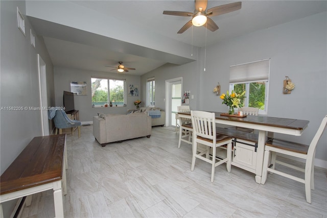 dining area with ceiling fan