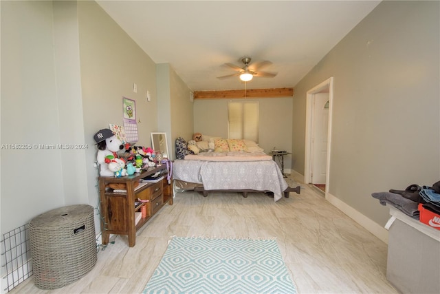 bedroom featuring ceiling fan