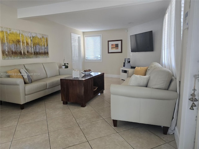 view of tiled living room